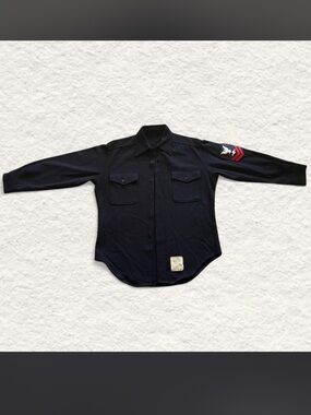 Vintage 70s Navy Wool CPO Boilermaker Shirt Mens